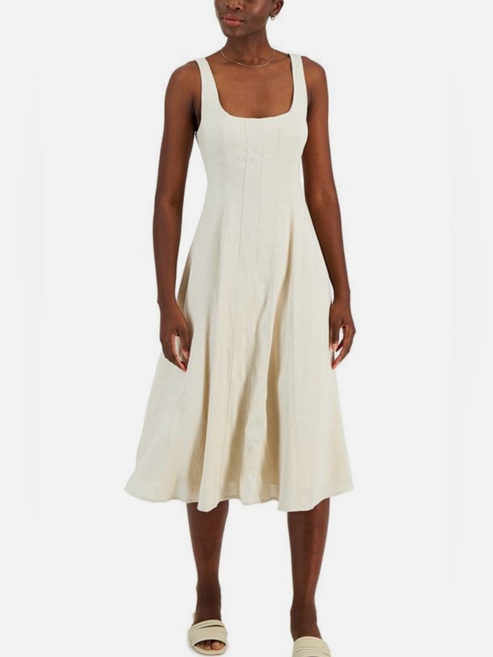 ALAMIA.It  Women's Cream Square-Neck Midi Dress, size L